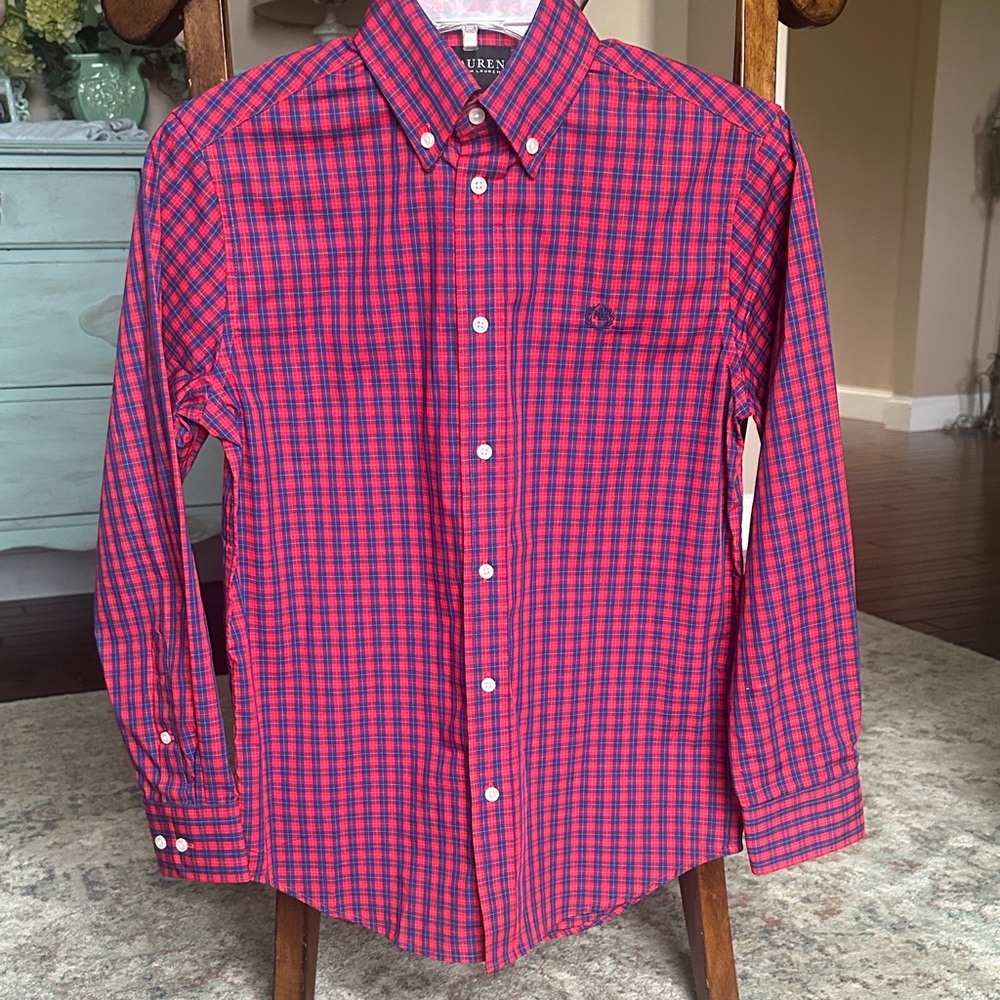 Ralph Lauren Kids Red and Blue Checkered Button Down Shirt